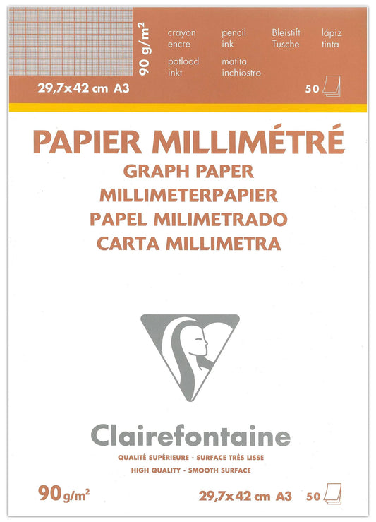 Vélin Millimetre block glued 50F A3 90g (Pack x5)