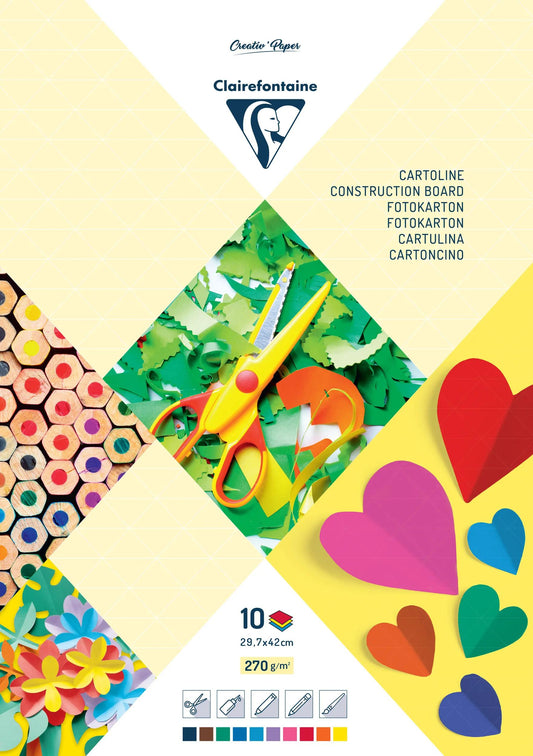 COLOR PAPER, block of 10 sheets 270g/m2 in 29.7x42cm format - Assortment