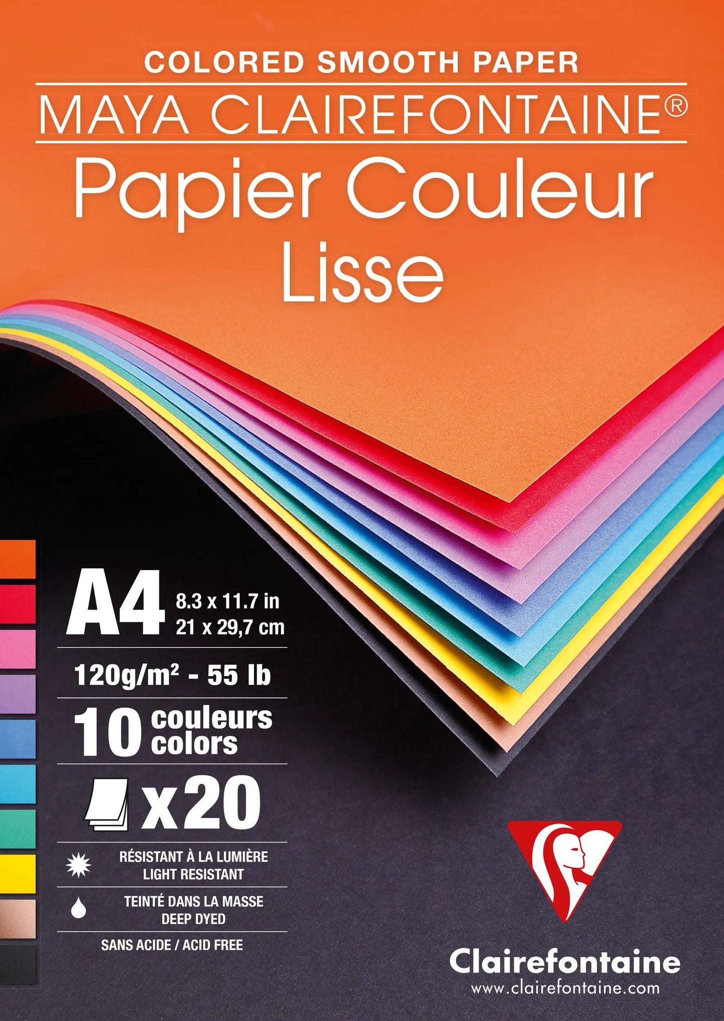Blocco Maya incollato 20F A4 120g - Assortimento vivo (Pacchetto x10)