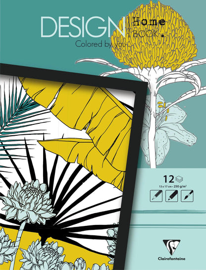 DESIGN HOME BOOK, Bloc de 12 feuilles 250g/m2 au format 13x17cm (lot de 5)