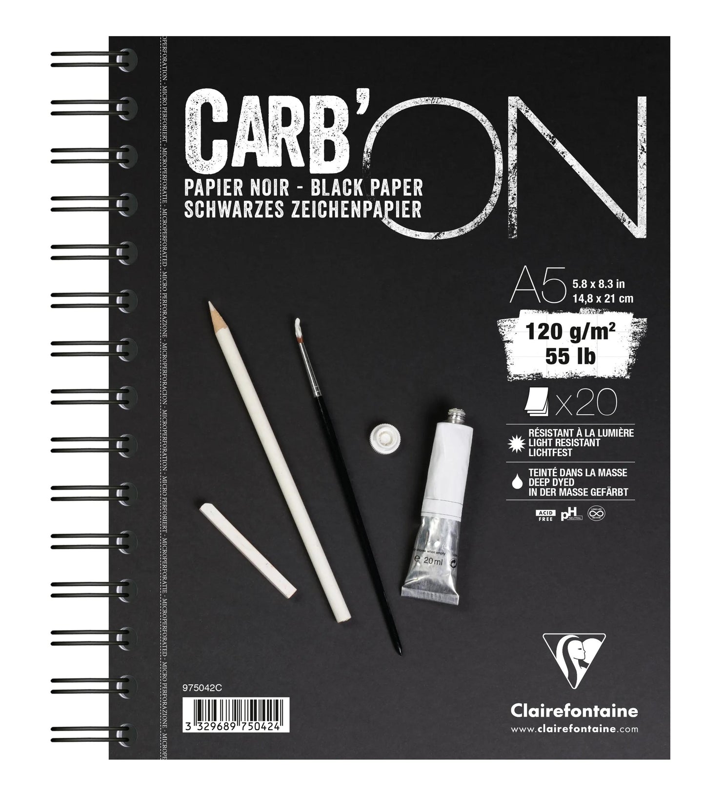 Carb'ON Spiral block 20F A5 120g (Pack x10)