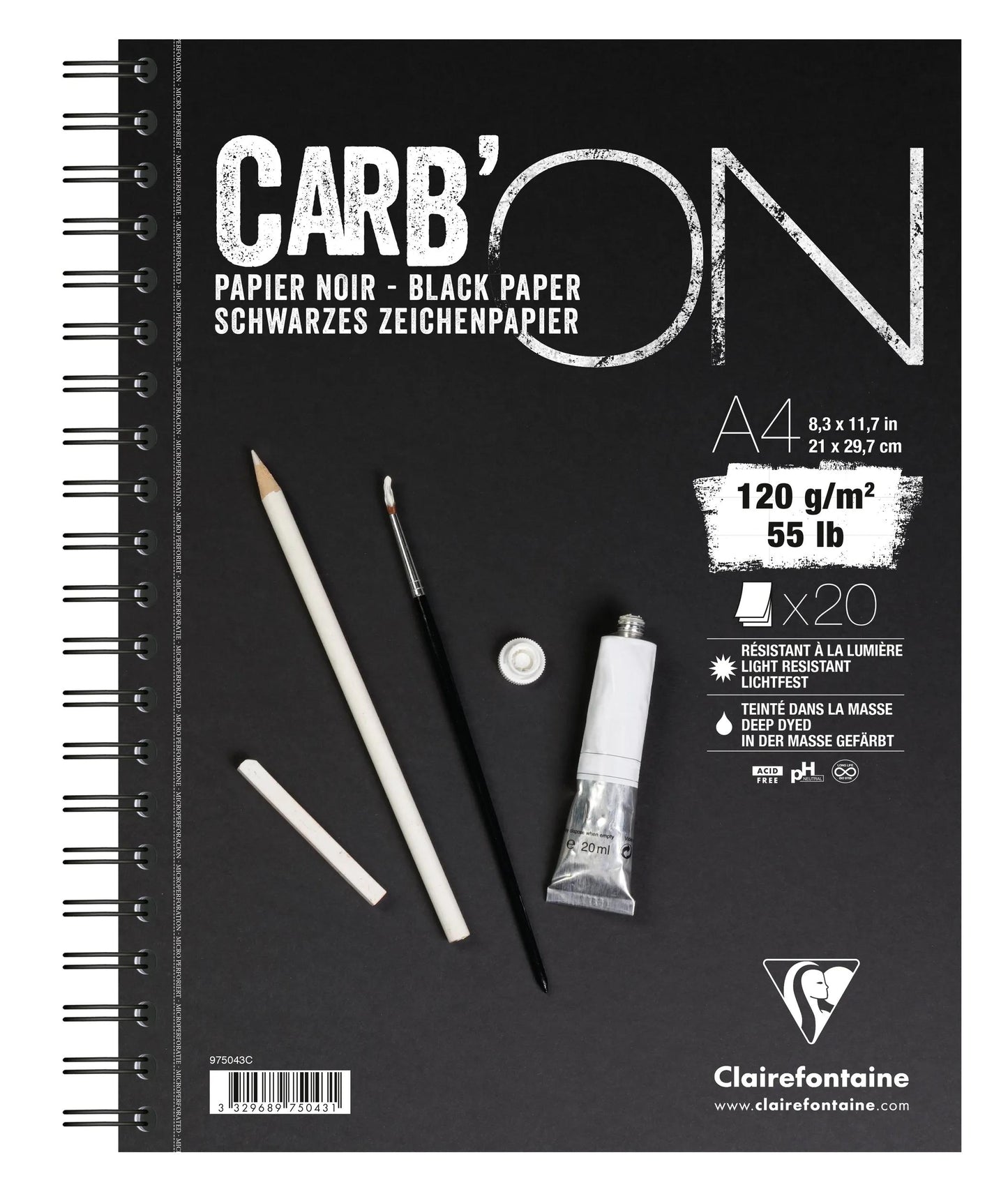 Carb'ON spiral block 20F A4 120g (Pack x10)