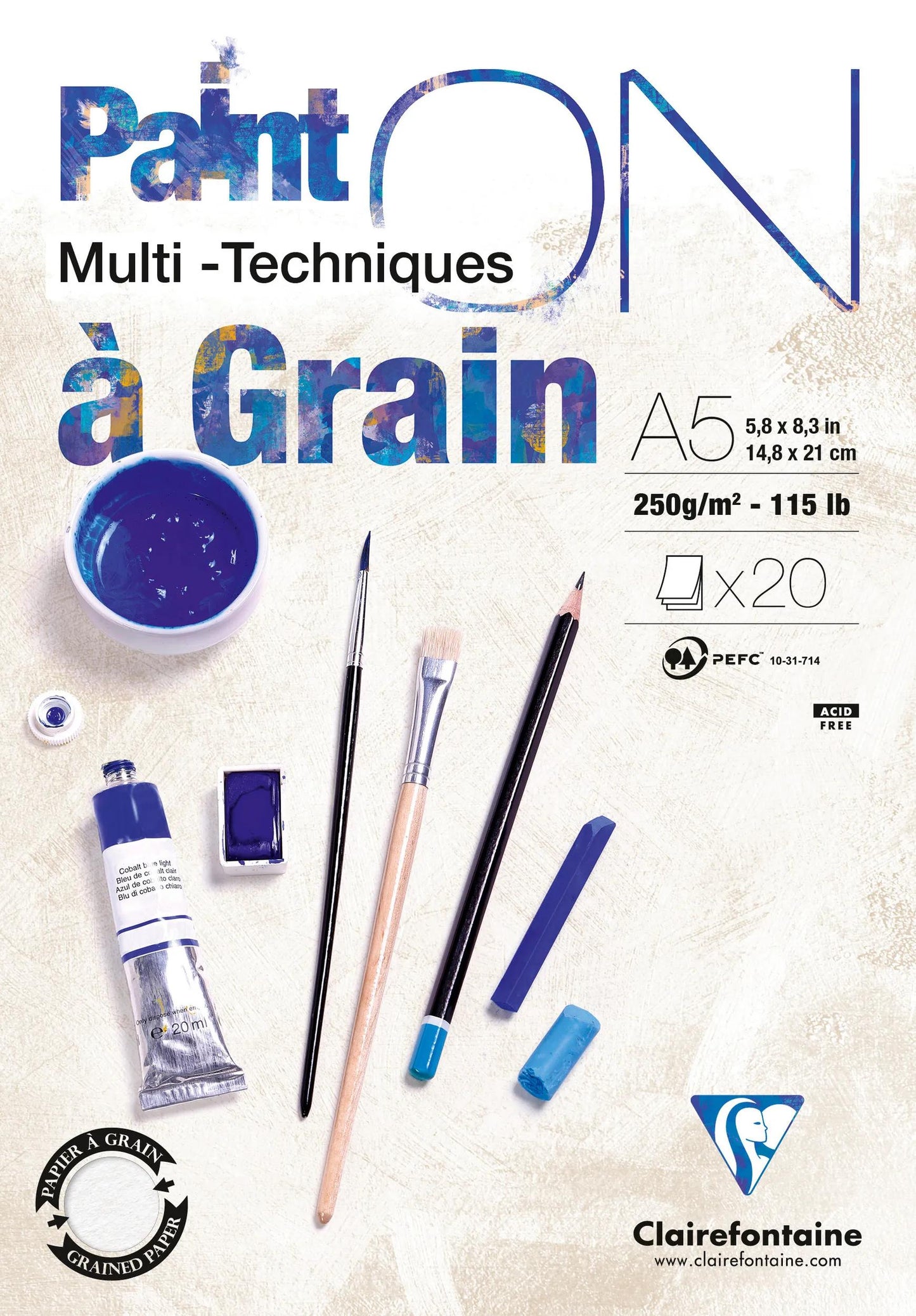 Blocco di grano Paint'ON incollato 20F A5 250g (Pacchetto x4)