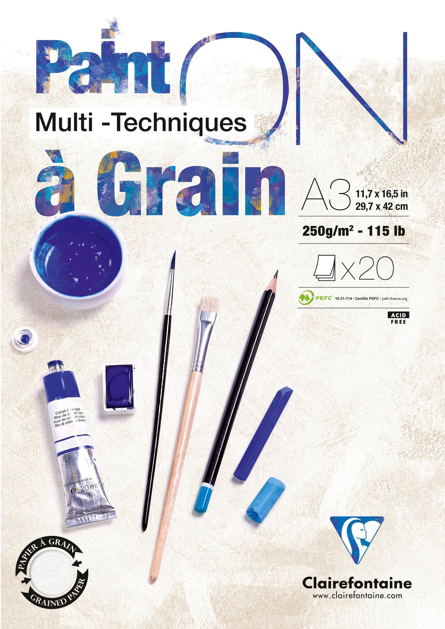 Blocco di grano Paint'ON incollato 20F A3 250g (Pacchetto x2)