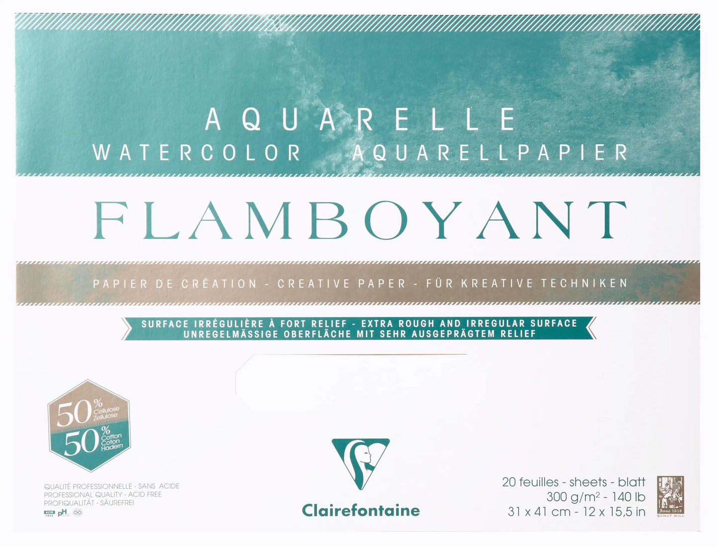 Flamboyant block glued 4 sides 20F 31x41cm 300g