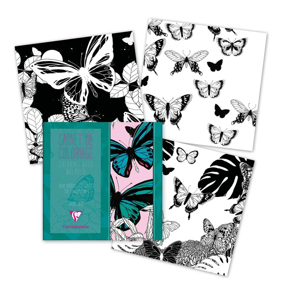 COLORING, libretto di 36 pagine 120g/m2 in formato 20x20cm - Farfalle (Pacchetto x5)