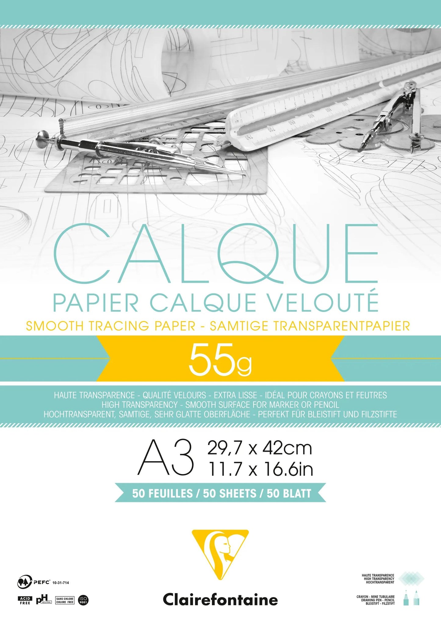 Paper Layer block glued 50F A3 55g (Pack x5)