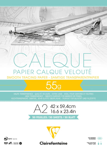 Papier Calque bloc collé 50F A2 55g (lot de 2)