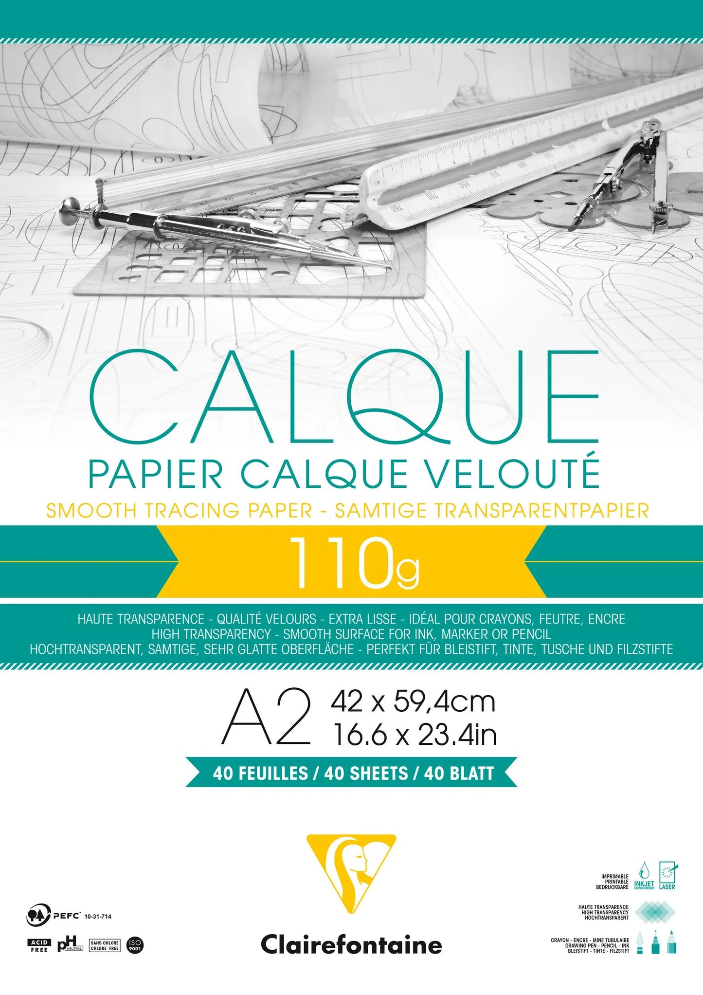 Paper Layer block glued 40F A2 110g (Pack x2)