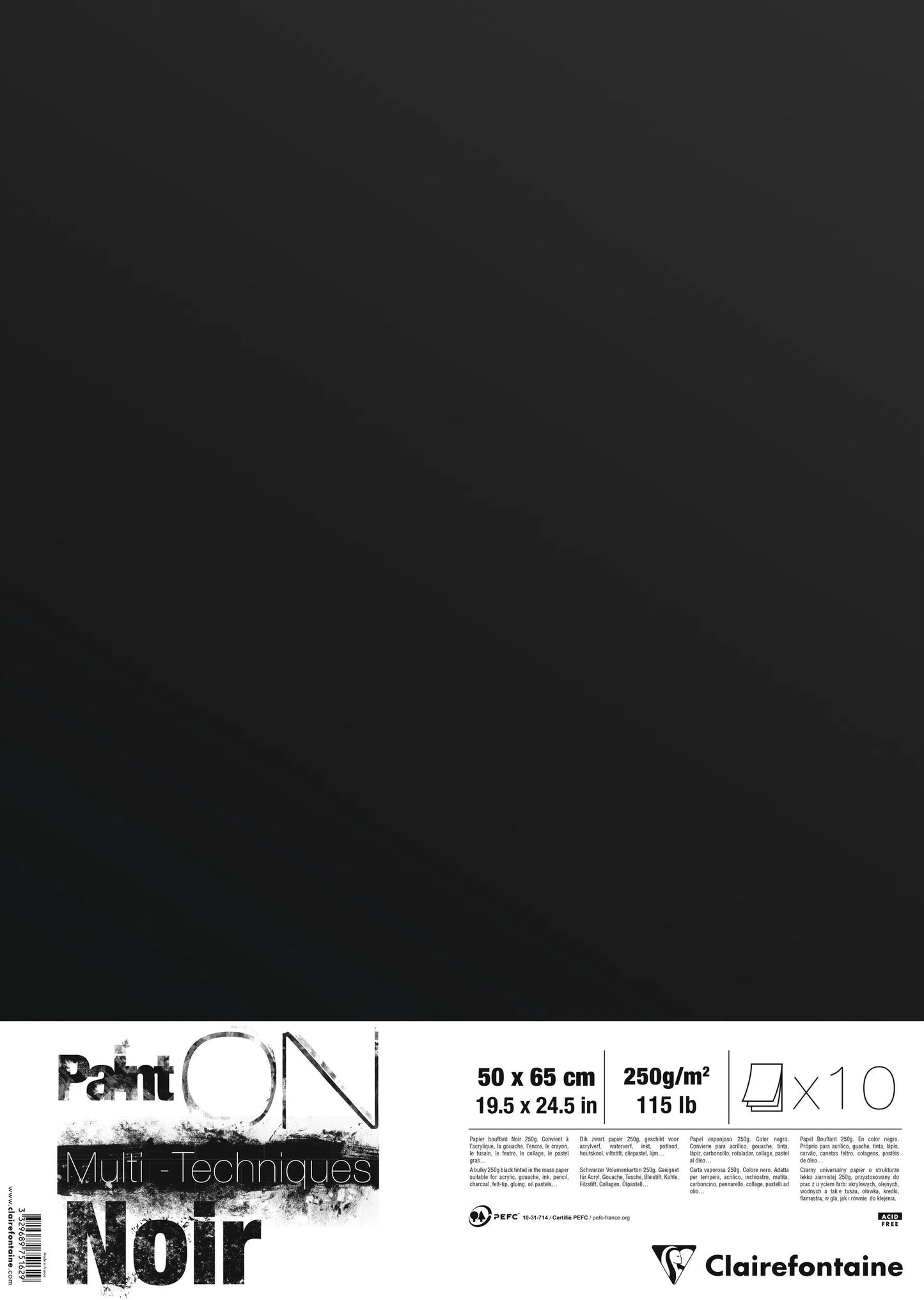 Paint'ON Black pack 10F 50x65cm 250g - Black (Pack x2)
