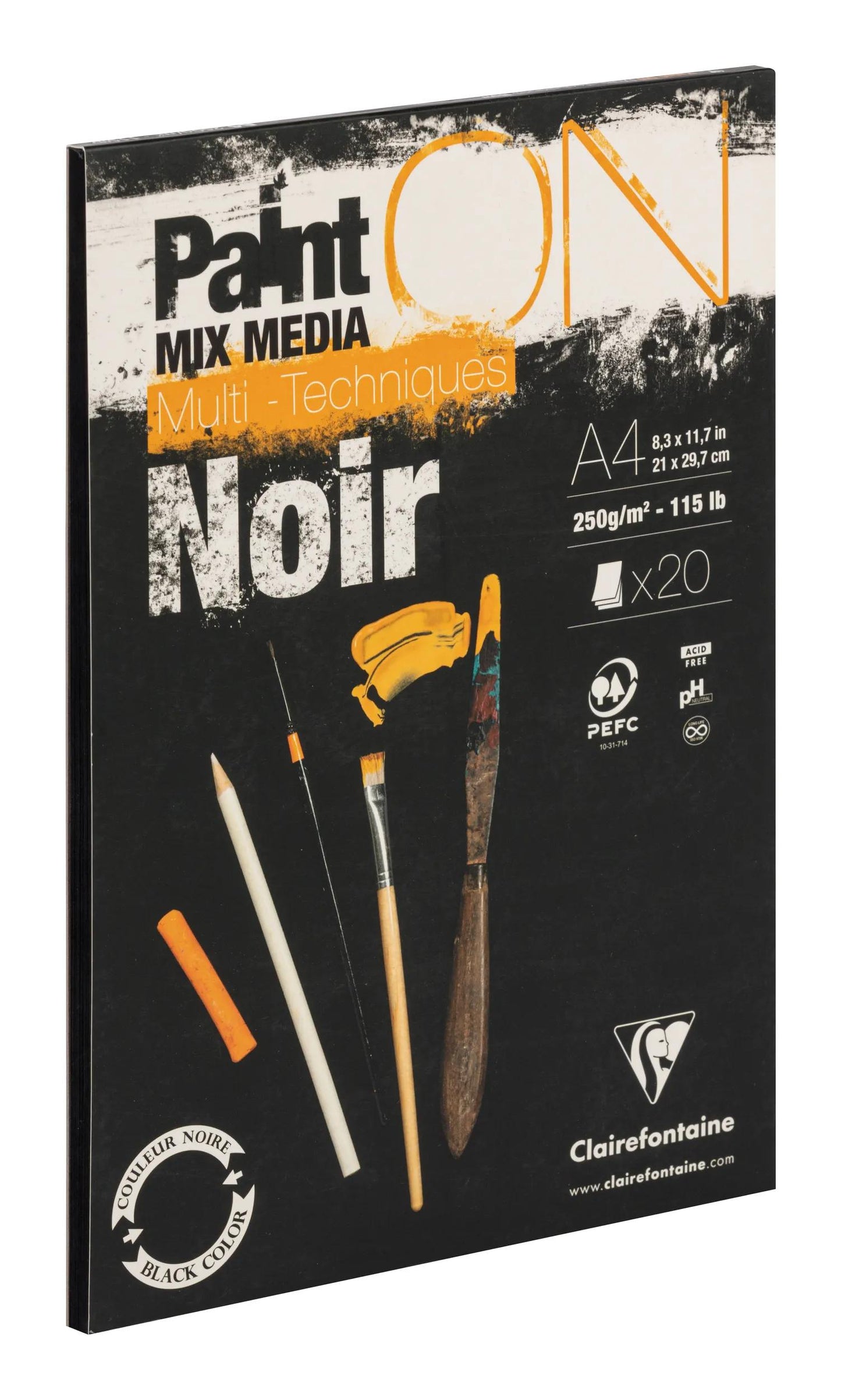 Dipingere Blocco nero incollato 20F A4 250g (Pacchetto x4)
