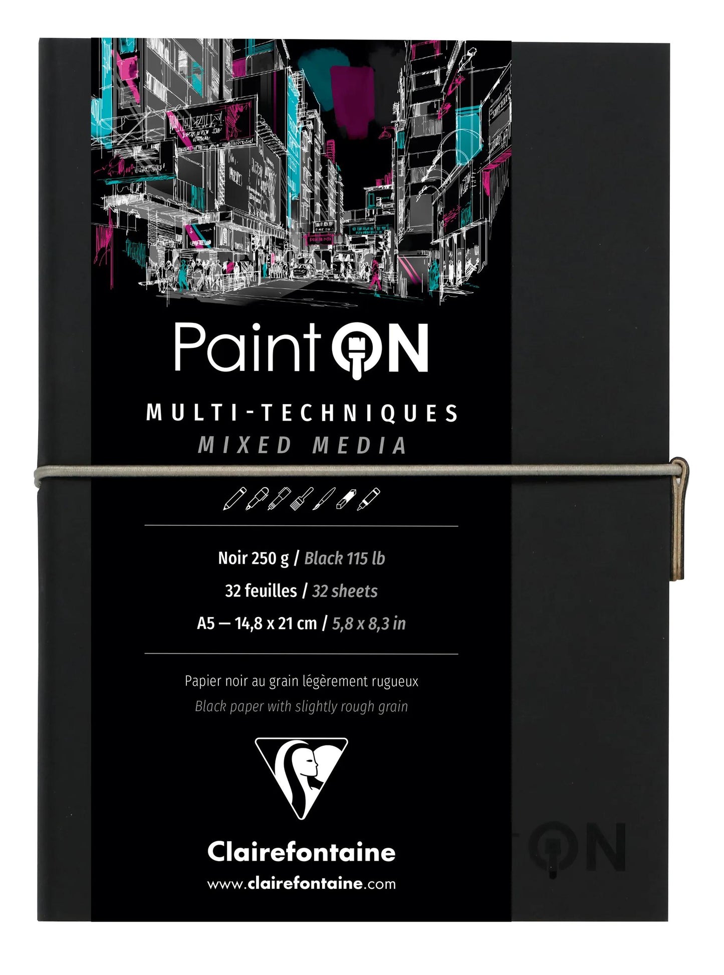 Paint'ON Black Sewn Book 32F A5 250g - Nero (Pacchetto x2)