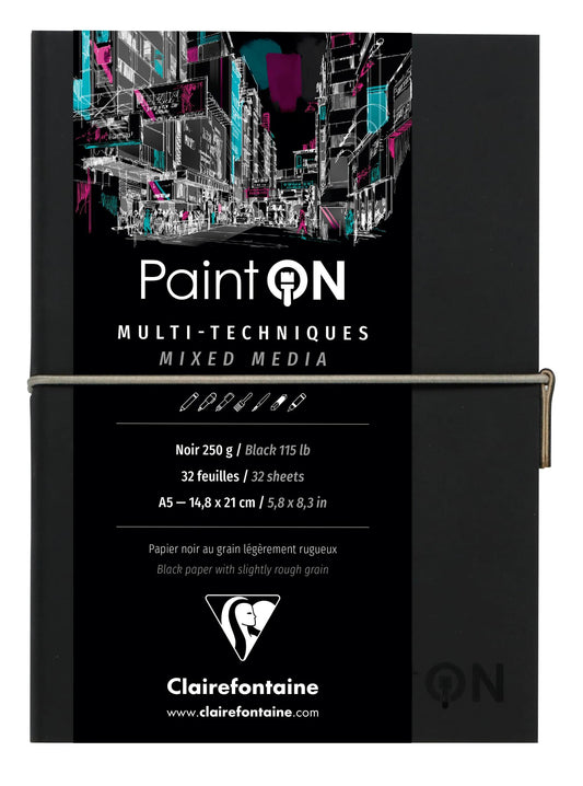 Paint'ON Black Sewn Book 32F A5 250g - Schwarz (2er-Pack)