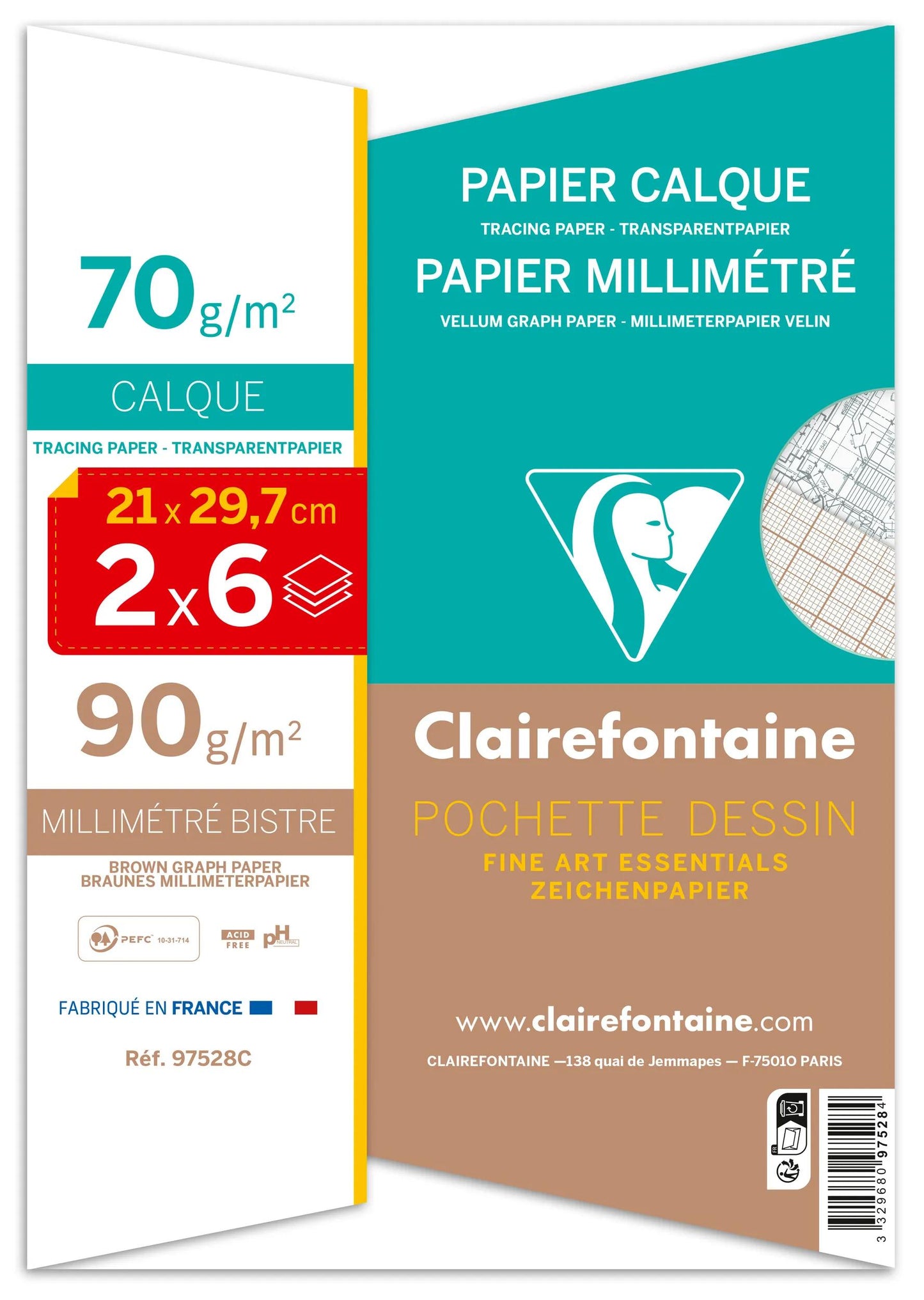 Borsa a strati Vélin Millimetré e millimetro 2x6F A4 70g (Pacchetto x10)