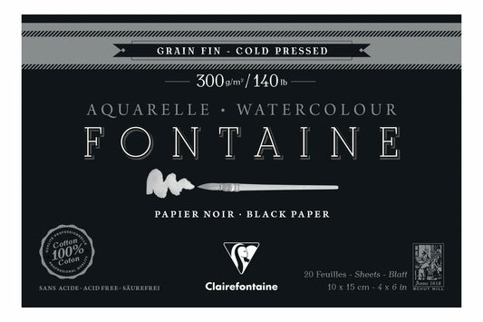 Fountain Black block glued 4 sides 20F 10x15cm 300g fine grain
