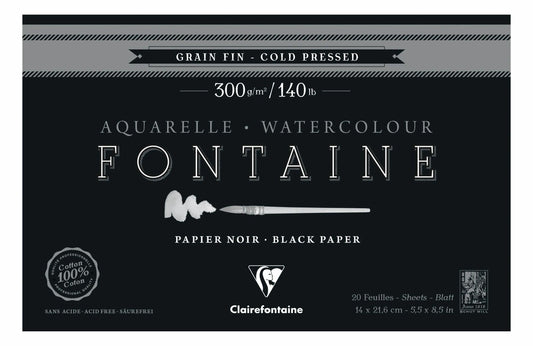 Fountain Black block glued 4 sides 20F 14x21,6cm 300g fine grain