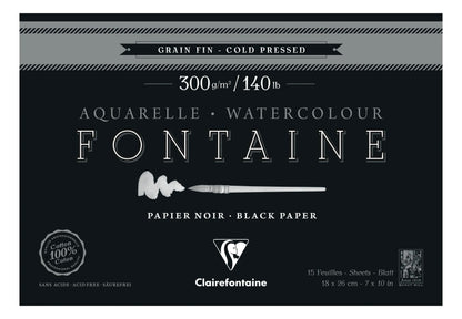 Fountain Black Block verklebt 4 Seiten 15F 18x26cm 300g feines Korn (2er-Pack)