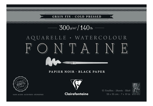 Fontaine Noir bloc collé 4 côtés 15F 18x26cm 300g grain fin (lot de 2)