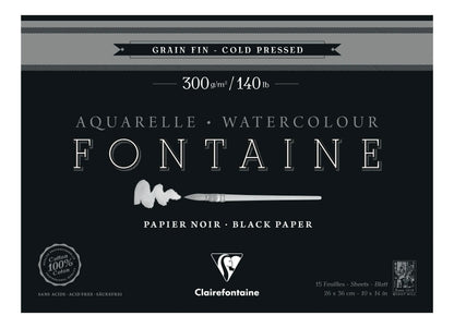 Fountain Black Block verklebt 4 Seiten 15F 26x36cm 300g feines Korn (2er-Pack)