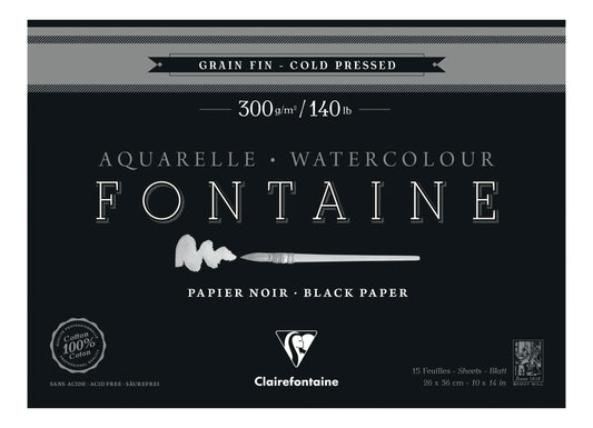 Fountain Black block glued 4 sides 15F 26x36cm 300g fine grain