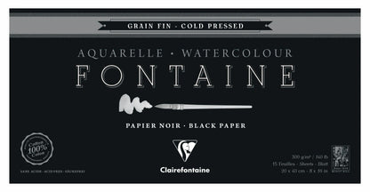 Fountain Black block glued 4 sides 15F 20x40cm 300g fine grain