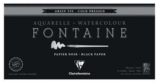 Fountain Black block glued 4 sides 15F 20x40cm 300g fine grain