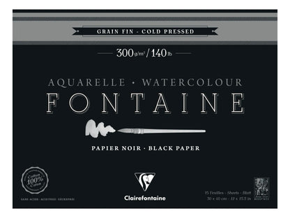 Fountain Black block glued 4 sides 15F 30x40cm 300g fine grain