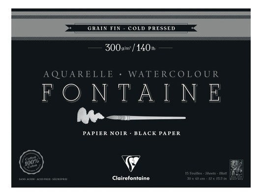 Fountain Black block glued 4 sides 15F 30x40cm 300g fine grain