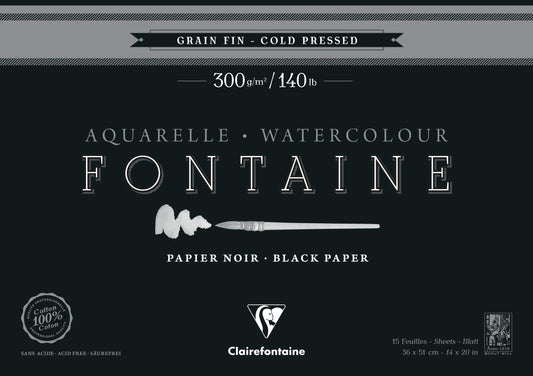 Fountain Black block glued 4 sides 15F 36x51cm 300g fine grain