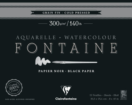 Fountain Black block glued 1 side 12F 20.3x25.4cm 300g fine grain