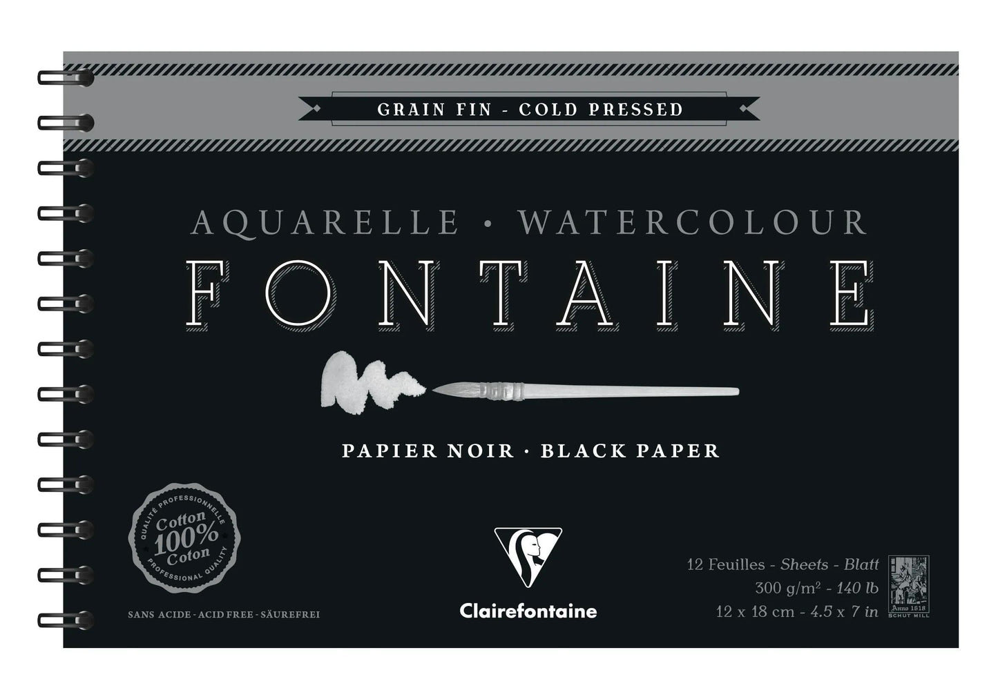 Fountain Black Spiral album 12F 12x18cm 300g fine grain
