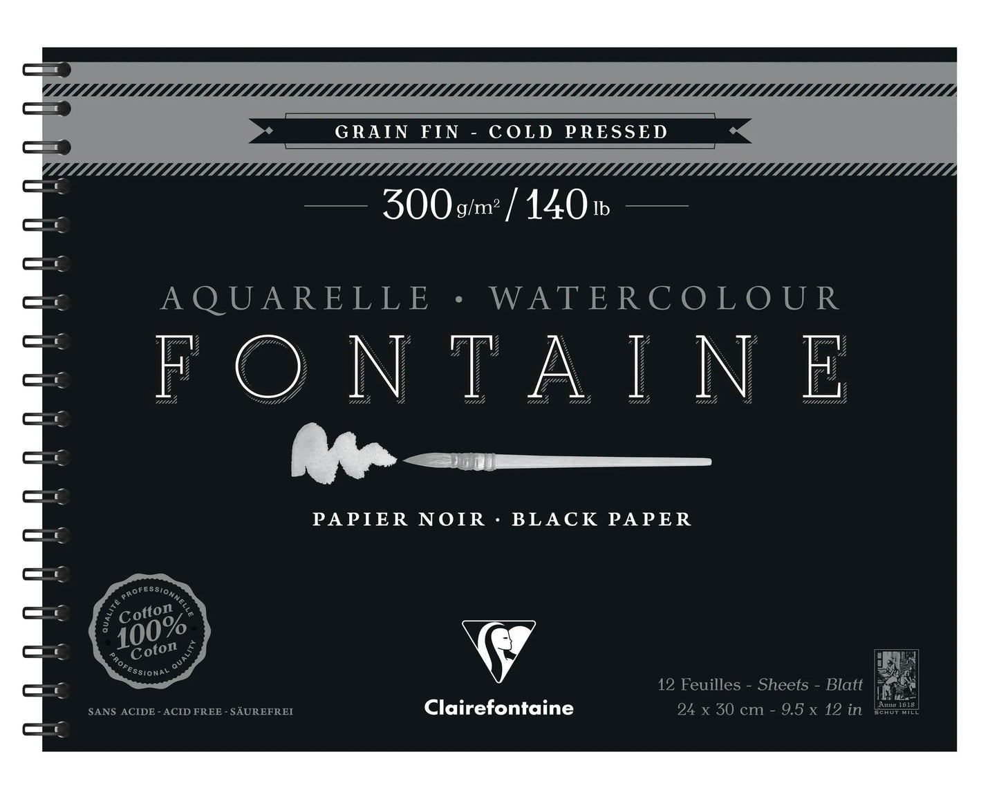 Fountain Black Spiral Album 12F 24x30cm 300g Feinkorn (Paket x2)