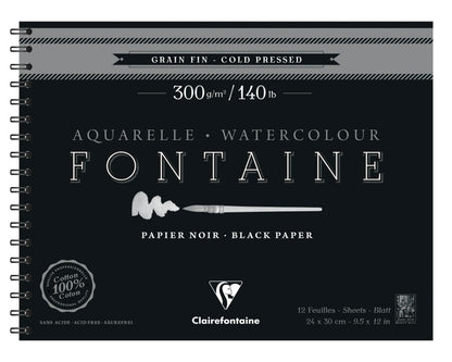 Fountain Black Spiral Album 12F 24x30cm 300g Feinkorn (2er-Pack)