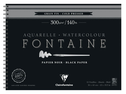 Fountain Black Album Spirale 12F 30x40cm 300g Feinkorn (2er-Pack)