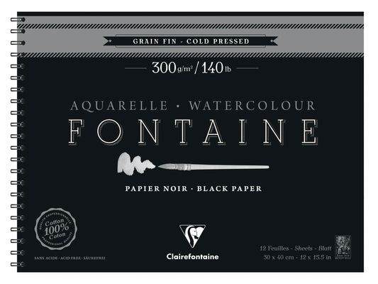 Fountain Black album spirale 12F 30x40cm 300g grana fine (confezione da 2)