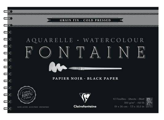 Fountain Black Spiral album 12F 19x26cm 300g fine grain (Pack x2)