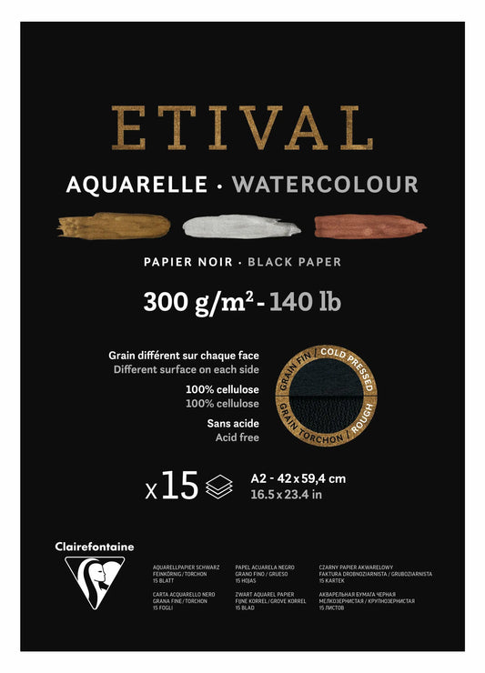 Etival Black block glued 1 side 15F A2 300g double grain