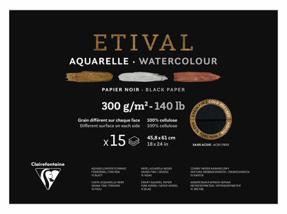 Blocco nero Etival incollato 1 lato 15F 45.8x61cm 300g doppio grano