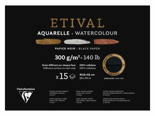 Etival Black block glued 1 side 15F 45.8x61cm 300g double grain
