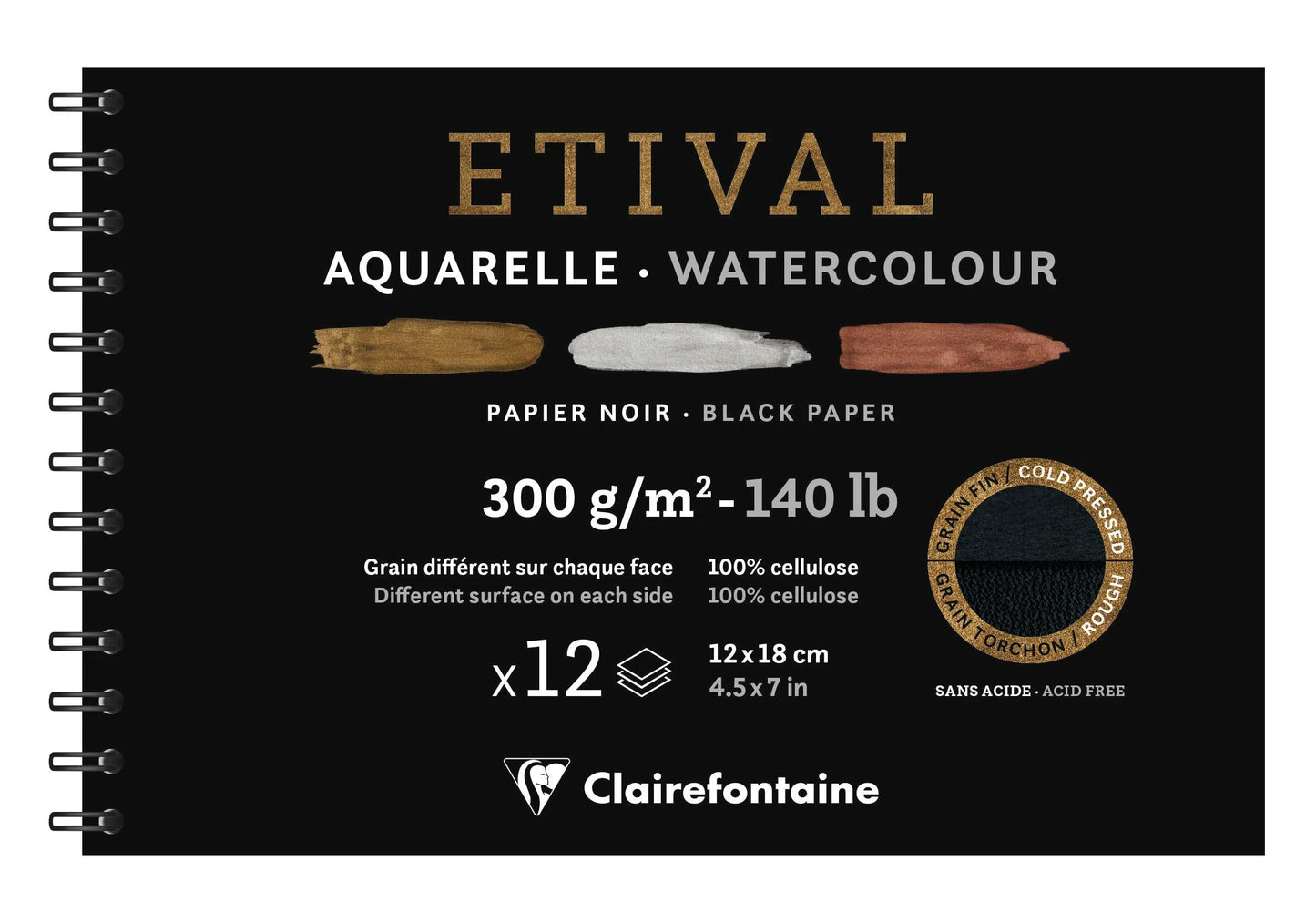 Eival Black album spiral 12F 12x18cm 300g double grain