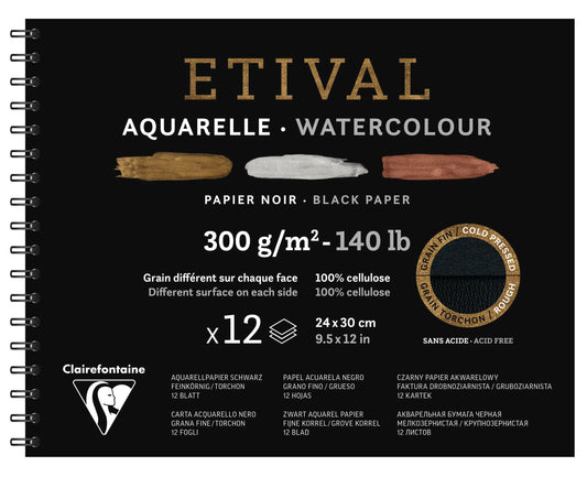 Etival Black album spiral 12F 24x30cm 300g double grain (Pack x5)
