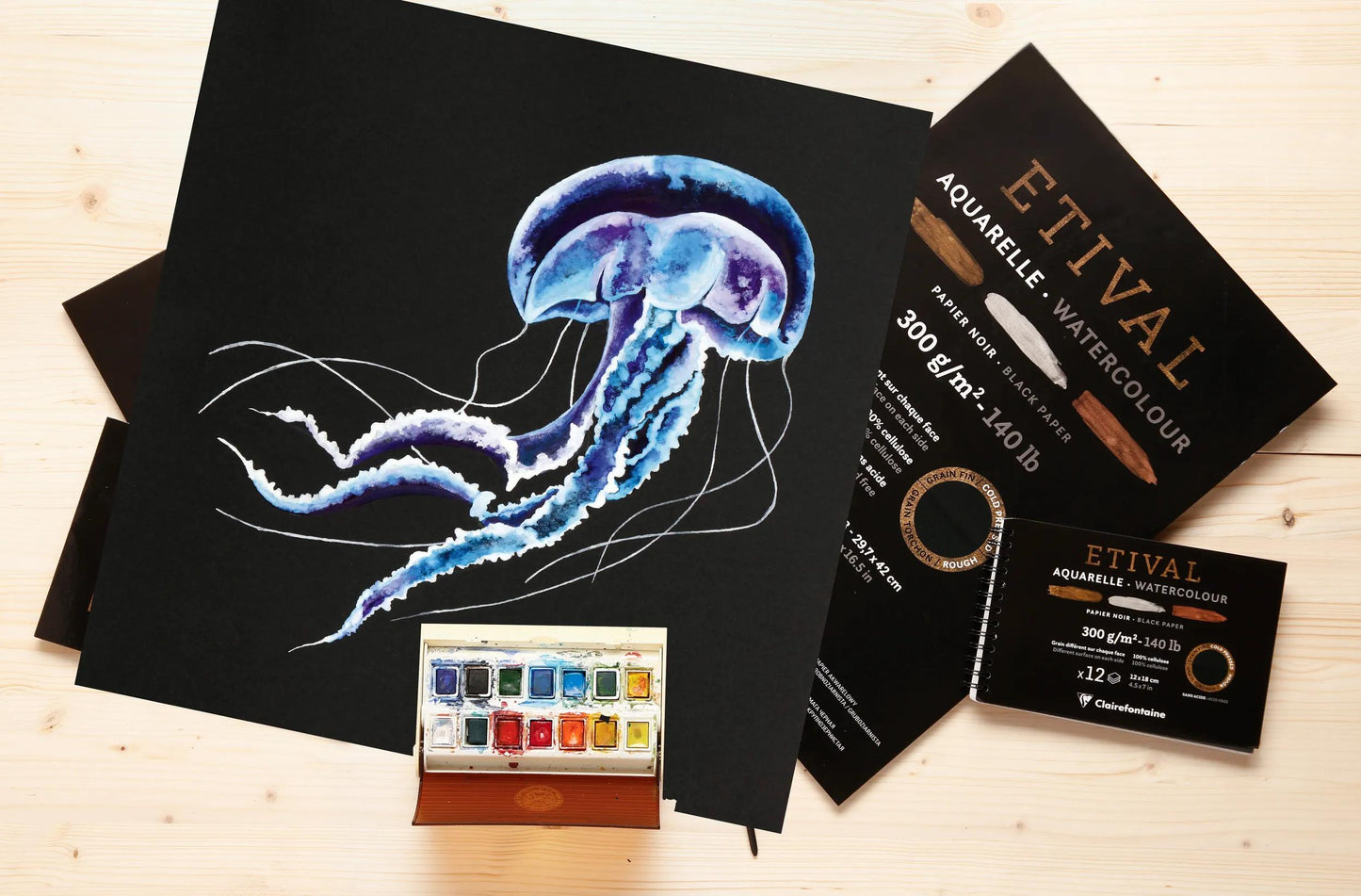 Etival Black album spiral 12F 24x30cm 300g double grain (Pack x5)
