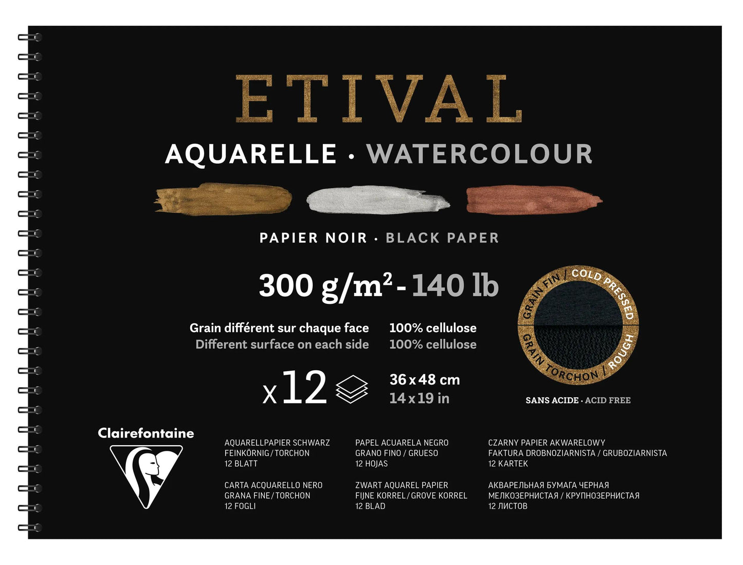 Eival Black Album Spirale 12F 36x48cm 300g Doppelkorn