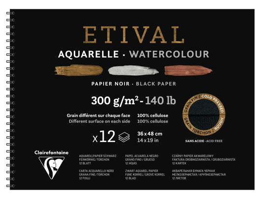 Eival Black album spiral 12F 36x48cm 300g double grain