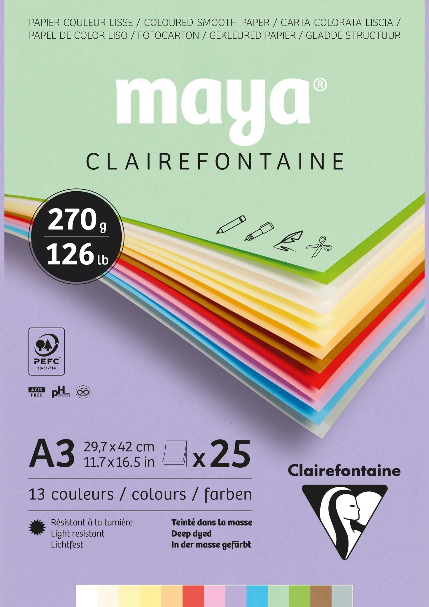 Maya block glued 25F A3 270g (Pack x3)