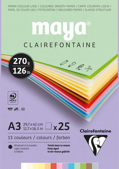 Maya bloc collé 25F A3 270g (lot de 3)