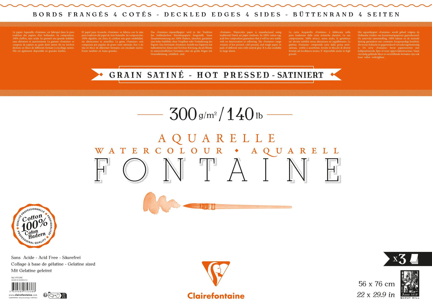 Pacchetto fontana 4 bordi fringed 3F 56x76cm 300g di grano di raso