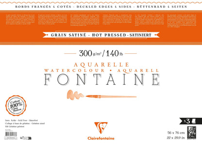 Fontaine paquet 4 bords frangés 3F 56x76cm 300g grain satiné