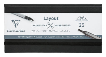 Doppelseitiges Layout Notebook flache Öffnung 25F 11x22cm 220g - Schwarz (2er-Pack)