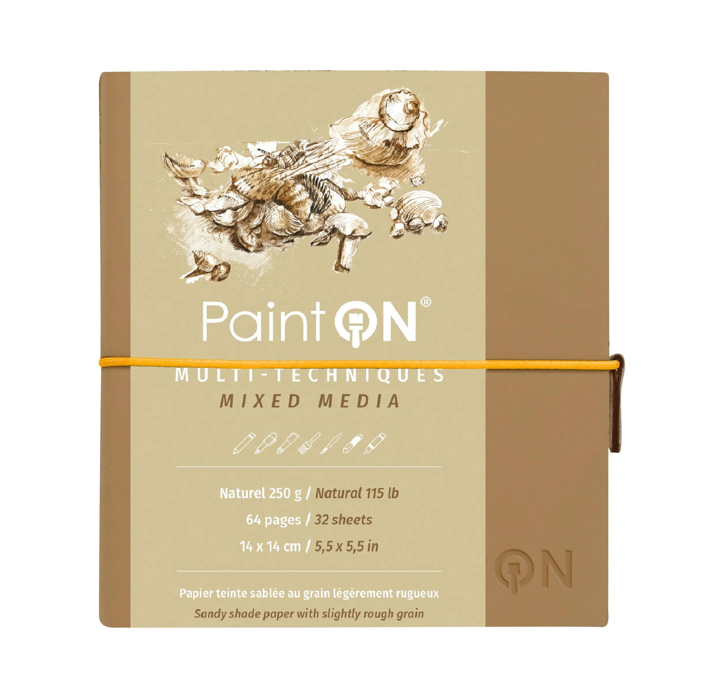 PaintON Natural Notebook genäht 32F 14x14cm 250g - Beige (Paket x2)